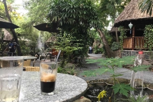 Cafe sân vườn cá koi cafe chòi võng mái lá Home Garden CK