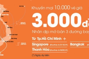 3 đợt khuyến mãi 10.000 vé máy bay siêu rẻ giá 3.000 đồng của Jetstar