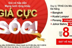 Air Asia tung vé máy bay khuyến mãi giá sốc chỉ từ 8 USD