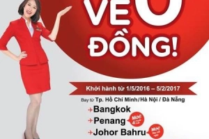 AirAsia mở bán nhiều vé 0 đồng đến tận năm 2017