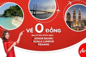 AirAsia mở bán vé 0 đồng đến Malaysia