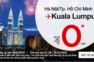 Airasia mở bán vé máy bay giá 0 đồng