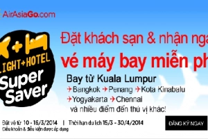 Chương trình đặt khách sạn nhận vé 0 USD với AirAsia