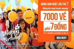 Duy nhất trong ngày hôm nay, Jetstar bán 7.000 vé chỉ với 7 đồng