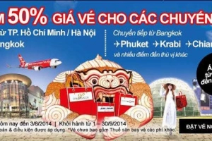 Hãng hàng không Air Asia giảm 50% giá vé các chặng bay Đông Nam Á