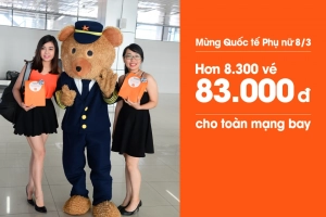 Jetstar Pacific tung 8.300 vé 83.000 VND mừng ngày Quốc tế phụ nữ