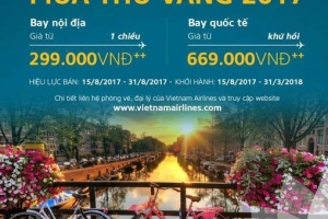 Ưu đãi hấp dẫn &#8220;Mùa Thu Vàng&#8221; từ Vietnam Airlines với giá chỉ từ 299.000 đồng