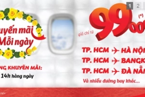 VietJetAir tung vé rẻ mỗi ngày, giá khởi điểm chỉ từ 99.000 đồng