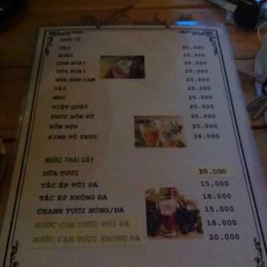 Thực đơn- Tatu Coffee Shop