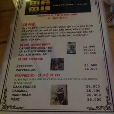 Thực đơn- Tatu Coffee Shop