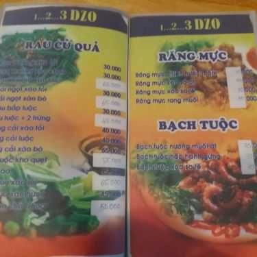 Thực đơn- Quán Nhậu Bia Sệt 123 Dzô