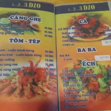 Thực đơn- Quán Nhậu Bia Sệt 123 Dzô