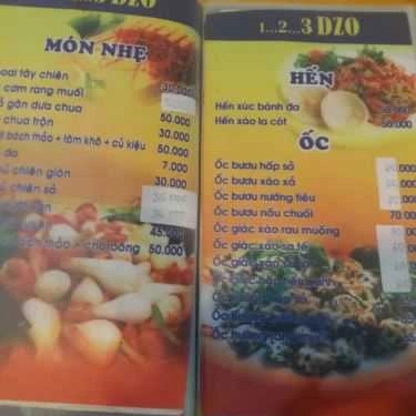 Thực đơn- Quán Nhậu Bia Sệt 123 Dzô