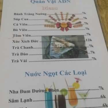 Thực đơn- Quán ADN - Ăn Vặt & Giải Khát