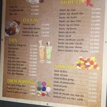 Thực đơn- Cafe 182 - Sinh Tố, Nước Ép & Trà Sữa