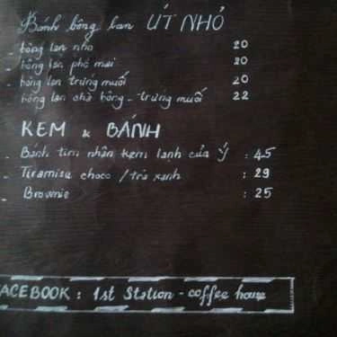 Thực đơn- 1St Station - Coffee House