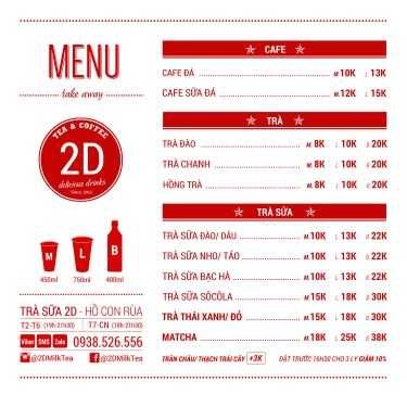 Thực đơn- Ăn vặt Trà Sữa 2D - Phùng Khắc Khoan