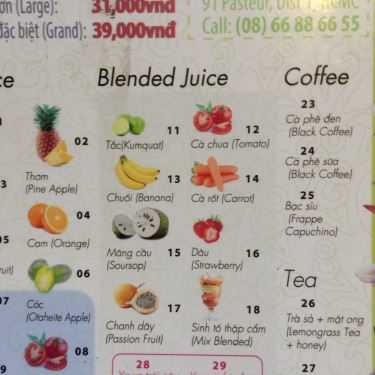 Thực đơn- Cafe 2Go Saigon - Healthy & Creative