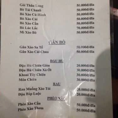 Thực đơn- 39 Quán - Quán Nhậu Bình Dân