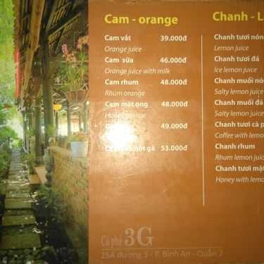 Thực đơn- 3G Cafe