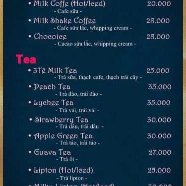 Thực đơn- 3Tê Coffee - Hòa Bình