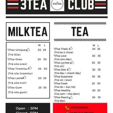 Thực đơn- 3Tea.Club - Tea Drinks - Shop Online