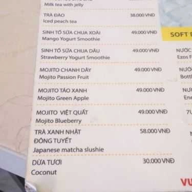 Thực đơn- 84 Cafe - Khu Quốc Nội Sân Bay Tân Sơn Nhất