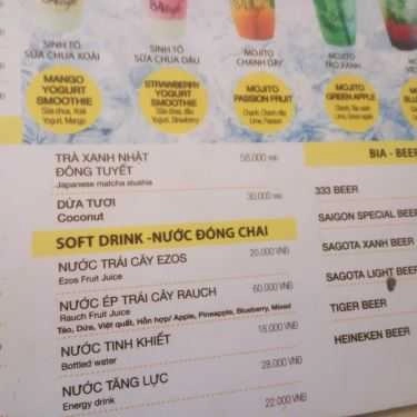 Thực đơn- 84 Cafe - Khu Quốc Nội Sân Bay Tân Sơn Nhất