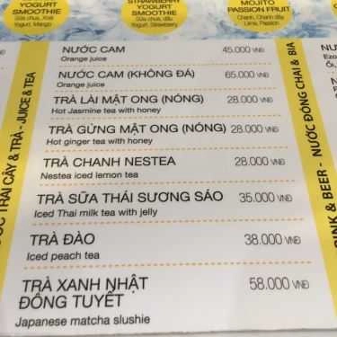 Thực đơn- 84 Cafe - Khu Quốc Nội Sân Bay Tân Sơn Nhất