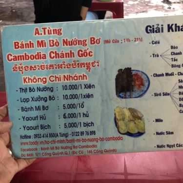 Thực đơn- Ăn vặt A Tùng - Bánh Mì Bò Nướng Bơ Cambodia - Lê Hồng Phong