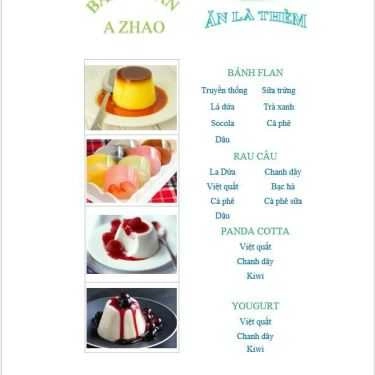 Thực đơn- Ăn vặt A Zhao - Bánh Flan & Rau Câu