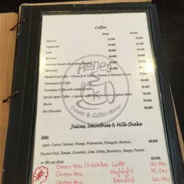 Thực đơn- Agnes Cafe - Thảo Điền