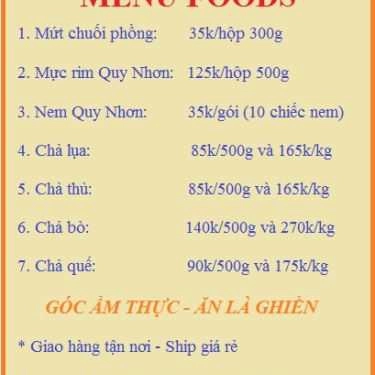 Thực đơn- Ăn vặt Góc Ẩm Thực - Ăn Là Ghiền