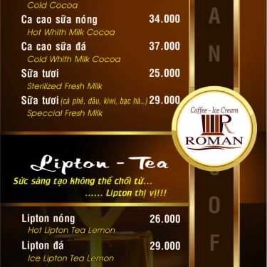 Thực đơn- Roman Cafe - Đặng Văn Ngữ
