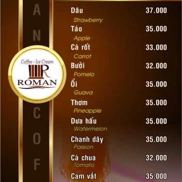 Thực đơn- Roman Cafe - Đặng Văn Ngữ