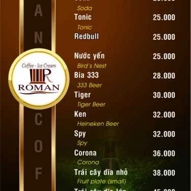 Thực đơn- Roman Cafe - Đặng Văn Ngữ