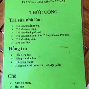 Thực đơn- Quán Trang - Trà Sữa, Giải Khát & Ăn Vặt