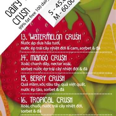 Thực đơn- Cafe Tropical Juice - Smoothies Bar