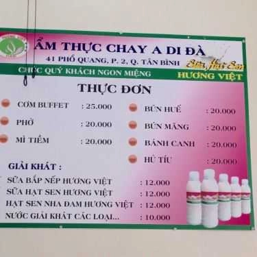 Thực đơn- Quán Ăn Ẩm Thực Chay A Di Đà