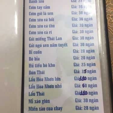 Thực đơn- Quán Ăn Hòa Nhơn - Ẩm Thực Chay