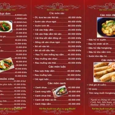 Thực đơn- Quán Ăn Ẩm Thực Chay Lạc Việt