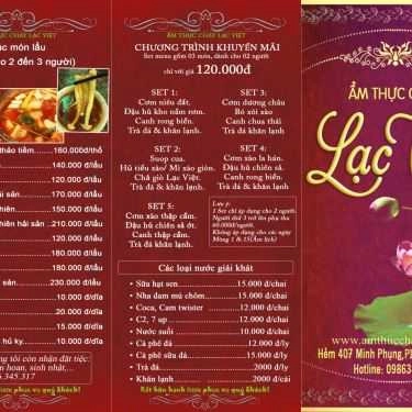 Thực đơn- Quán Ăn Ẩm Thực Chay Lạc Việt