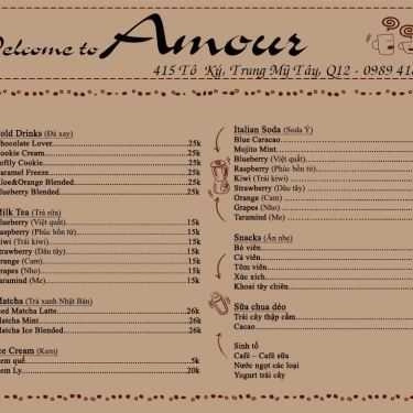 Thực đơn- Amour Cafe