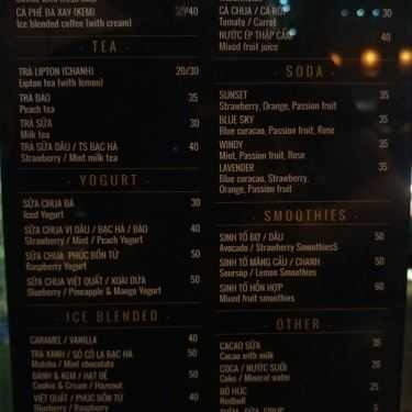 Thực đơn- An Coffee - Trịnh Văn Cấn