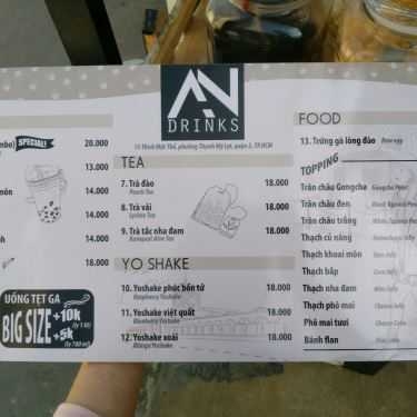 Thực đơn- Cafe Trà Sữa - An Drinks