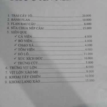 Thực đơn- Ăn Vặt 119 - Nguyễn Quý Anh