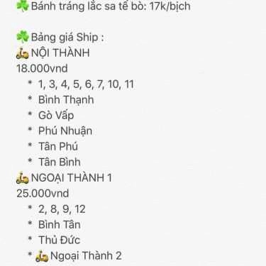 Thực đơn- Ăn Vặt Bà Vic - Shop Online
