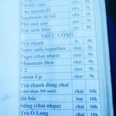 Thực đơn- Ăn Vặt Bình Dân - Xiên Que & Trà Chanh