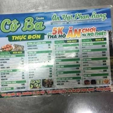 Thực đơn- Cô Ba - Ăn Vặt Phan Rang