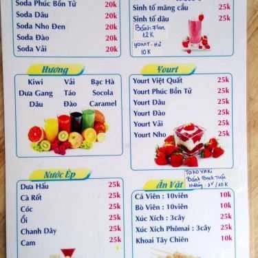 Thực đơn- Cafe Homemade - Ăn Vặt & Trà Sữa